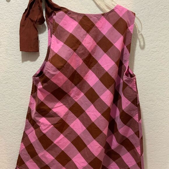 NWT J Crew Preppy 0 Pink Rust Brown Burgundy Grosgrain Ribbon Tie Top Strap Tank - Picture 5 of 8